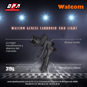 PISTOLA PINTAR COCHES WALCOM GENESIS CARBONIO 360 LIGHT CLEAR PARA BARNIZ